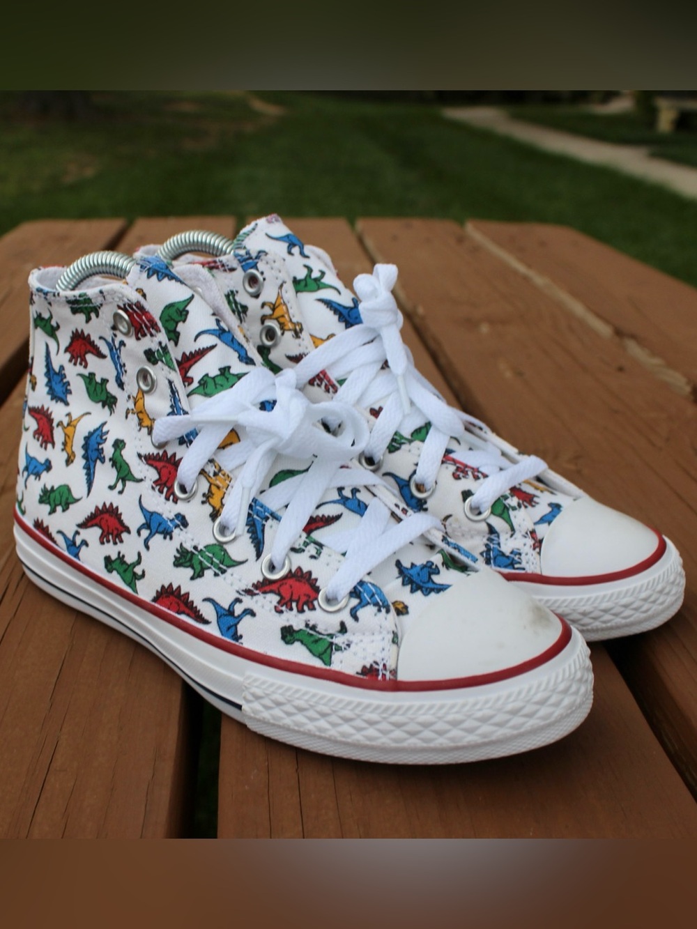 Converse Chuck Taylor All Star Kids Dinosaur Print High-Top Sneakers Sz 3Y